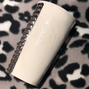 Starbucks White & Silver Studded Travel Mug 10 fl oz (2014)